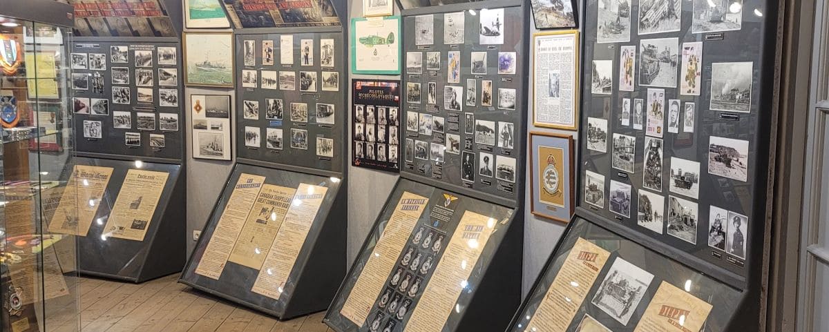 The Memorial of August 19, 1942, in Dieppe, featuring an exhibit of historical photographs, documents, and memorabilia related to the Dieppe Raid during World War II.